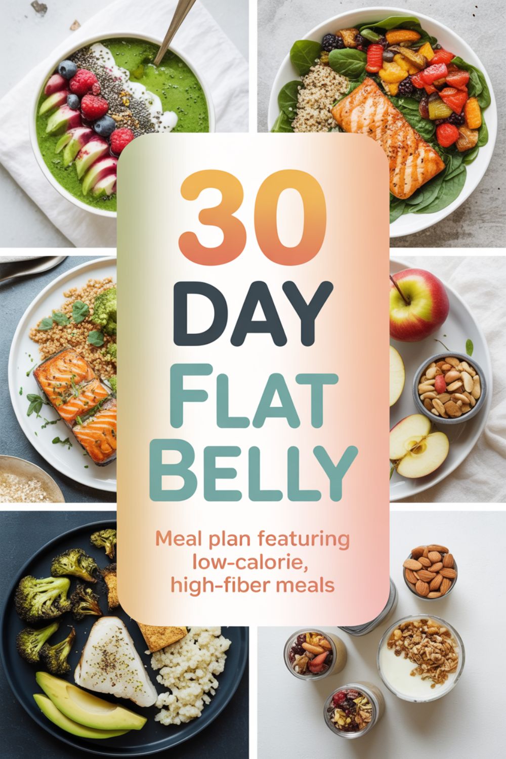 30 Day Flat Belly Meal Plan Featuring Low Calorie High Fiber Meals